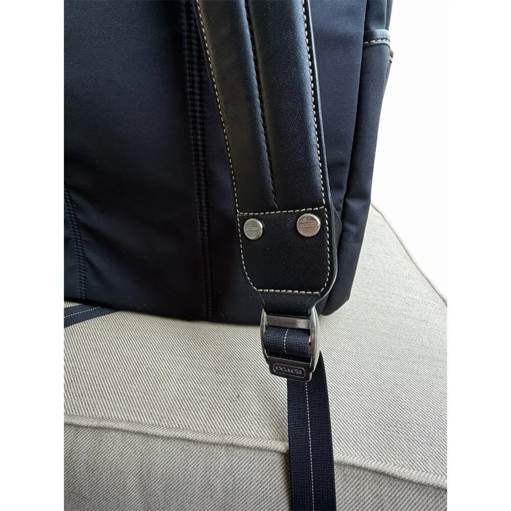 Coach Metropolitan F70699 Black Nylon Leather Laptop Backpack Travel Bag EUC